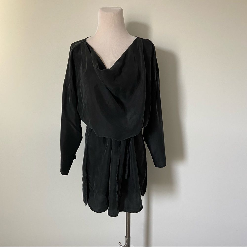 Vintage Volbrecht Silk Draped Neck Mini Dress L
